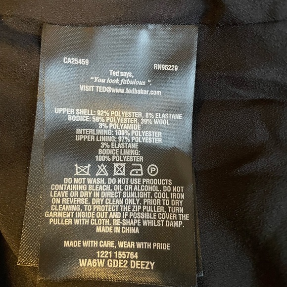 Ted Baker black collared balloon mini dress with rose gold full zipper - Picture 9 of 9